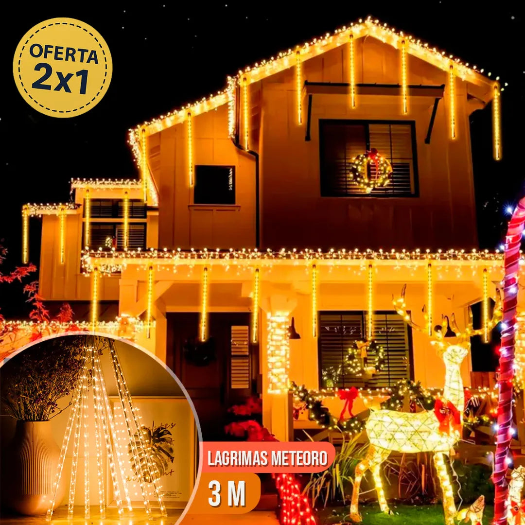Luces Navidad Meteorito: comprar 1 caja con 8 luces, llévate + 1 caja de regalo🎁